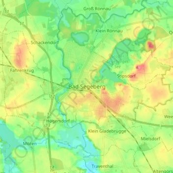 Carte topographique Bad Segeberg, altitude, relief