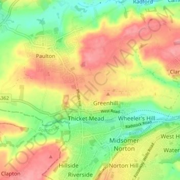 Carte topographique Monger, altitude, relief