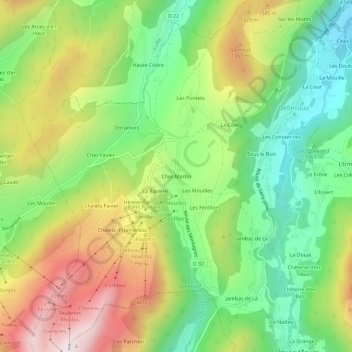 Carte topographique Chez Martin, altitude, relief