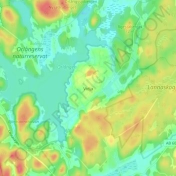 Carte topographique Vidja, altitude, relief