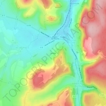 Carte topographique Voichey, altitude, relief