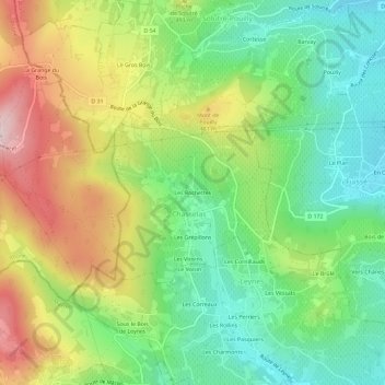 Carte topographique Les Rochettes, altitude, relief