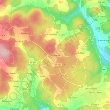 Carte topographique O Empalme, altitude, relief