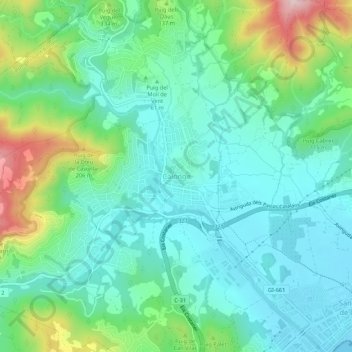 Carte topographique Calonge, altitude, relief