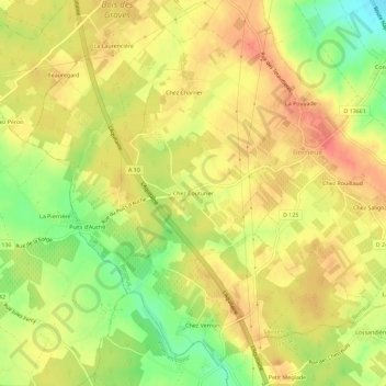 Carte topographique Chez Couturier, altitude, relief