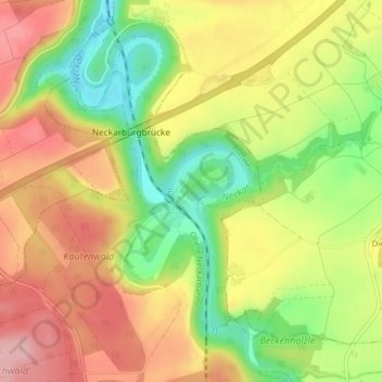 Carte topographique Ruine Neckarburg, altitude, relief
