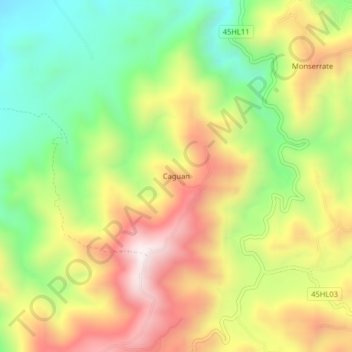 Carte topographique Caguan, altitude, relief