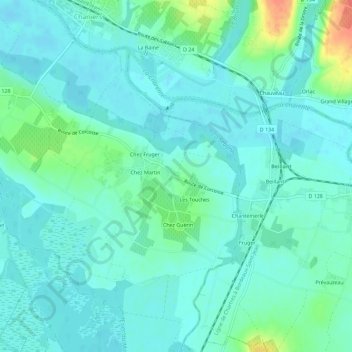 Carte topographique Chez Berne, altitude, relief