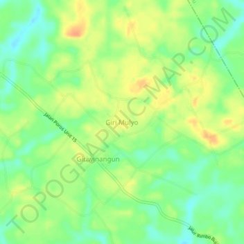 Carte topographique Giri Mulyo, altitude, relief