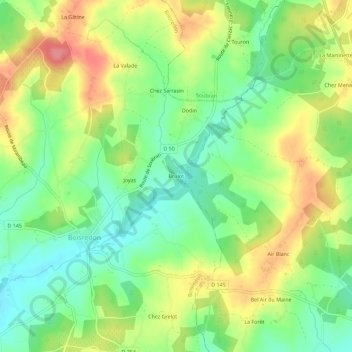 Carte topographique Brulot, altitude, relief