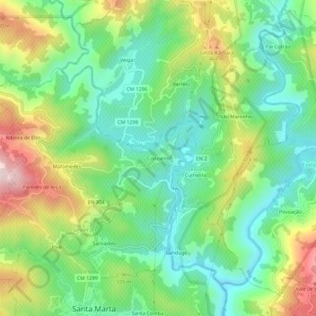 Carte topographique Concieiro, altitude, relief