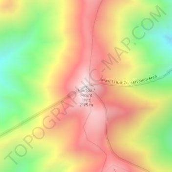 Carte topographique Mount Hutt, altitude, relief