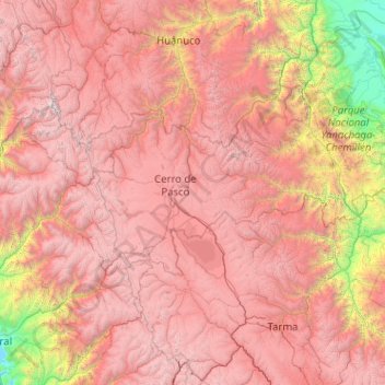 Carte topographique Pasco, altitude, relief