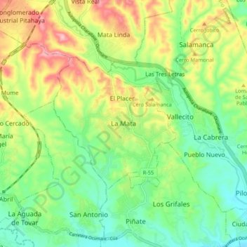 Carte topographique La Mata, altitude, relief