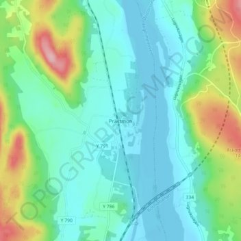 Carte topographique Prästmon, altitude, relief