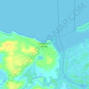 Carte topographique Cajueiro da Praia, altitude, relief