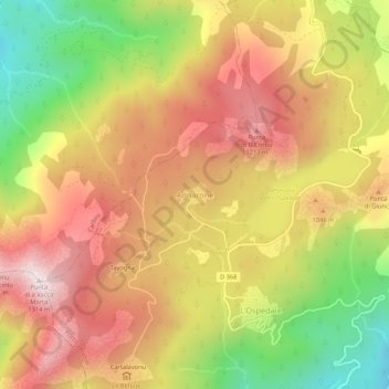 Carte topographique Agnarone, altitude, relief