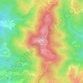 Carte topographique Monte Peglia, altitude, relief