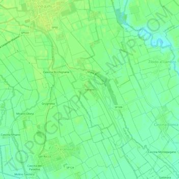 Carte topographique Vairano, altitude, relief