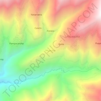 Carte topographique Huacho, altitude, relief