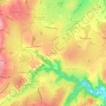 Carte topographique Le Milon, altitude, relief
