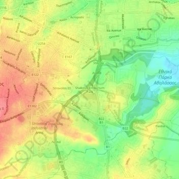 Carte topographique Shakolas Emporium Park, altitude, relief