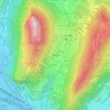 Carte topographique Ripaillère, altitude, relief
