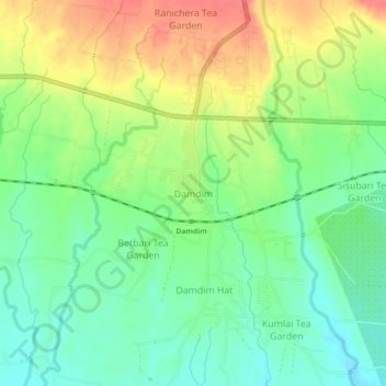 Carte topographique Damdim, altitude, relief