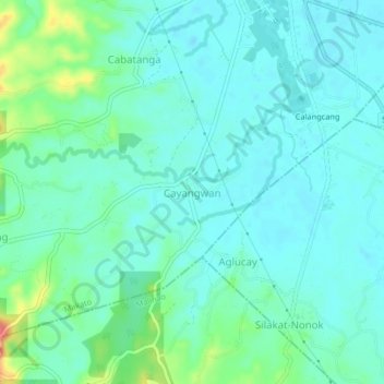 Carte topographique Cayangwan, altitude, relief