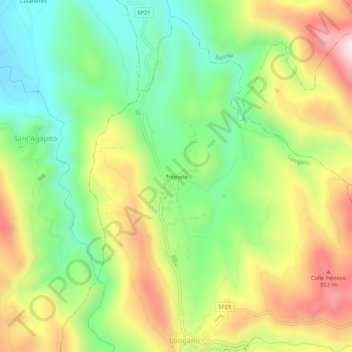 Carte topographique Trignete, altitude, relief