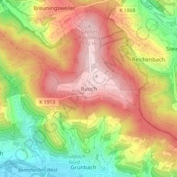 Carte topographique Buoch, altitude, relief