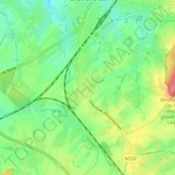 Carte topographique Barrière d'Ecaussinnes, altitude, relief