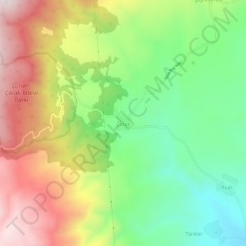Carte topographique Çatak, altitude, relief