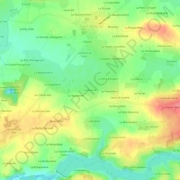 Carte topographique La Boutrie, altitude, relief