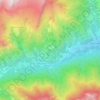 Carte topographique Ussolo, altitude, relief