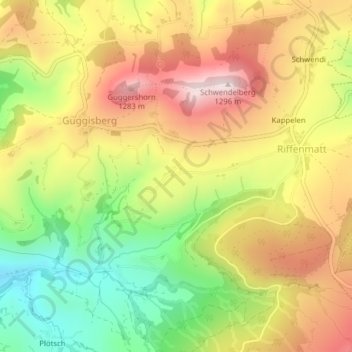 Carte topographique Sahlen, altitude, relief