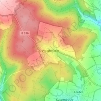 Carte topographique Waldfenster, altitude, relief