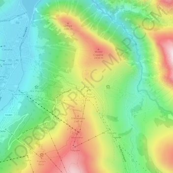 Carte topographique Eira, altitude, relief
