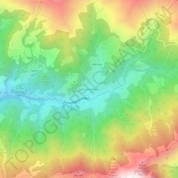 Carte topographique San Colombano, altitude, relief