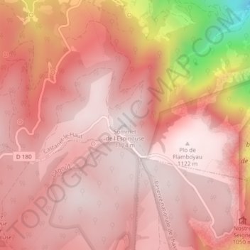 Carte topographique Sommet de l'Espinouse, altitude, relief