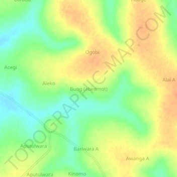 Carte topographique Bung (abedmot), altitude, relief