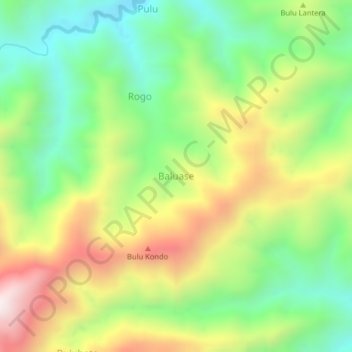 Carte topographique Baluase, altitude, relief