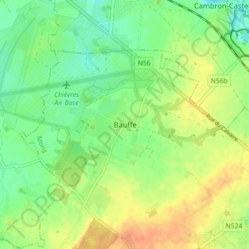 Carte topographique Bauffe, altitude, relief