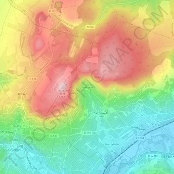 Carte topographique Saint-Jean, altitude, relief
