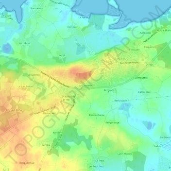Carte topographique La Corderie, altitude, relief