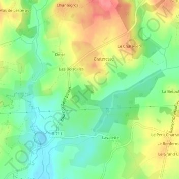 Carte topographique Fonchave, altitude, relief