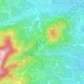 Carte topographique Brouilly, altitude, relief