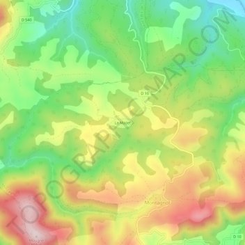 Carte topographique Le Mazet, altitude, relief