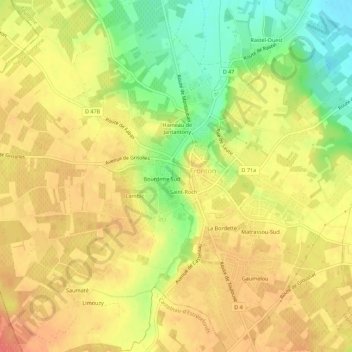 Carte topographique La Marinière, altitude, relief