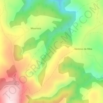 Carte topographique Alto de Xestoso, altitude, relief